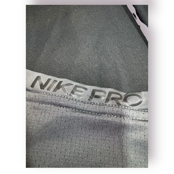 Nike Pro Dri-FIT Men's Short Sleeve Shirt Top Iron Grey‎ Black Size Large - Picture 4 of 4